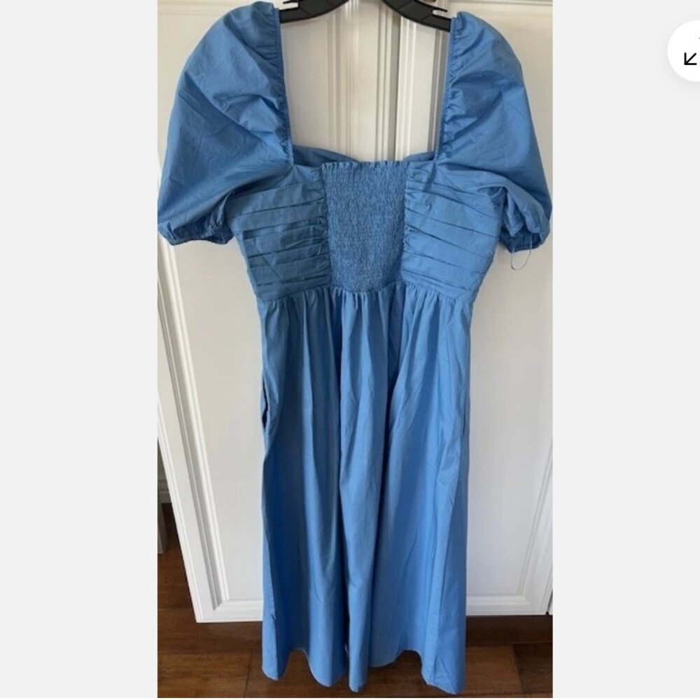 Boden Dress blue with puff sleeves size 12R ($139) Brand New with Tag